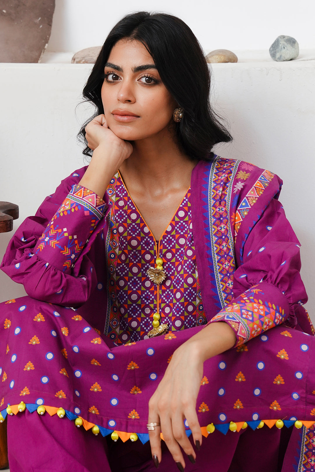 Zellbury | Unstitched 3 Piece Cambric | Shirt Shalwar Dupatta - 0124 - Libasekhas