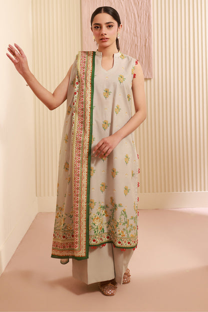 Zellbury | Unstitched 3 Piece Cambric | Shirt Shalwar Dupatta - 0633 - Libasekhas