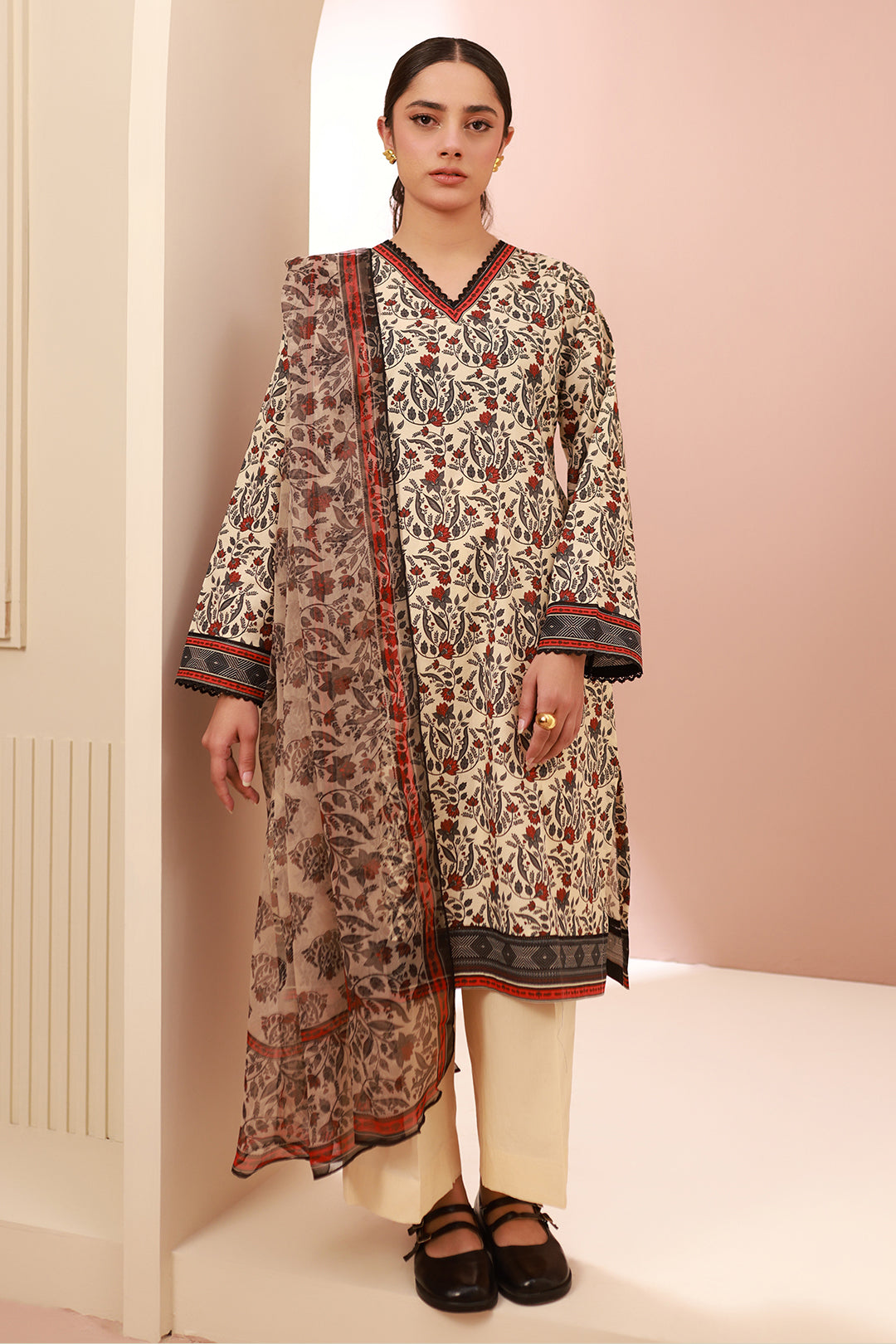 Zellbury | Unstitched 3 Piece Cambric | Shirt Shalwar Dupatta - 0658 - Libasekhas