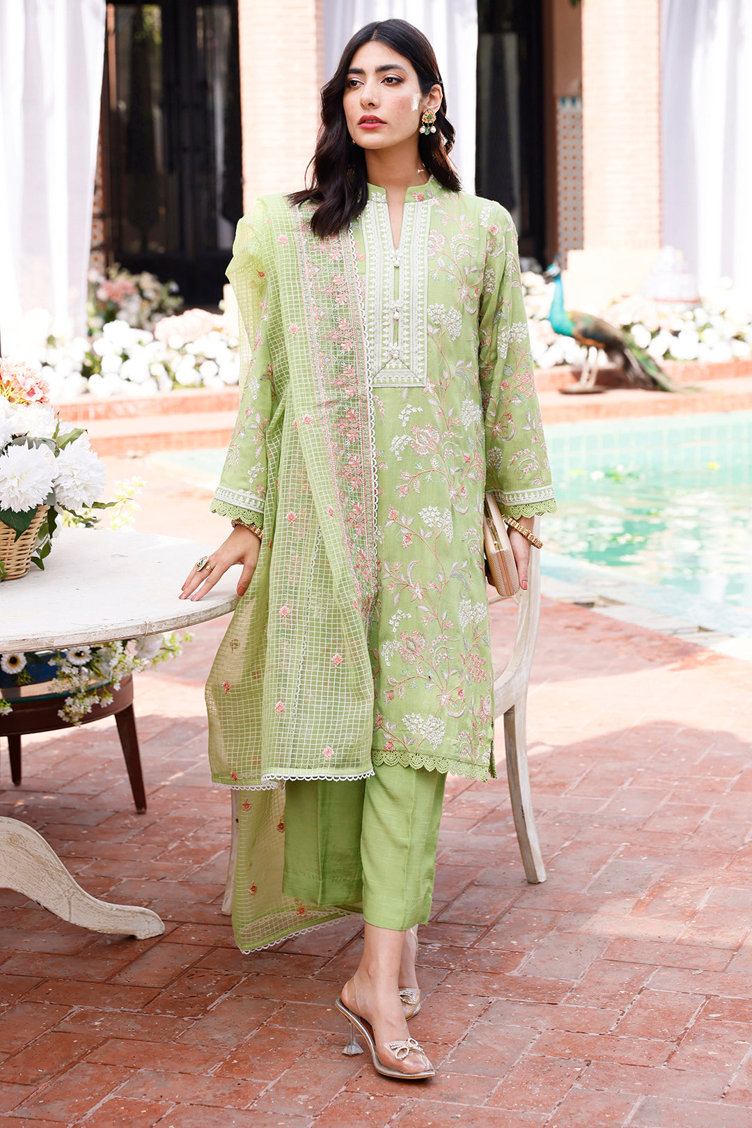 Zellbury | Unstitched 3 Piece Cotton | Embroidered Shirt Shalwar Dupatta - 0290 - Libasekhas