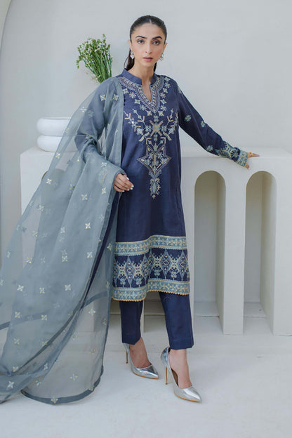 Zellbury | Unstitched 3 Piece Purple | Embroidered Shirt Shalwar Dupatta - 0300 - Libasekhas