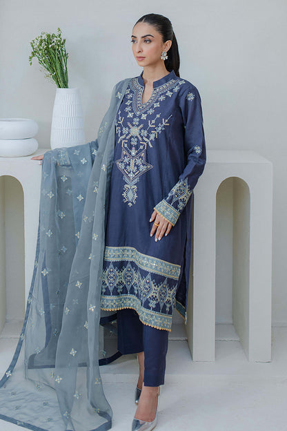 Zellbury | Unstitched 3 Piece Purple | Embroidered Shirt Shalwar Dupatta - 0300 - Libasekhas