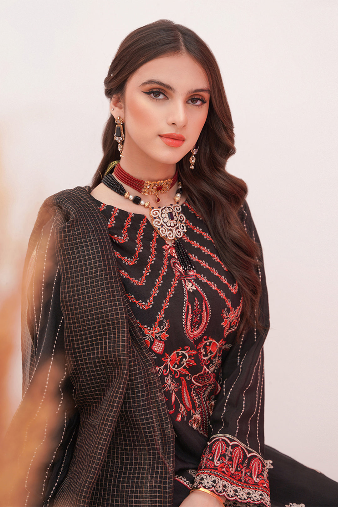 Zellbury | Unstitched 3 Piece Raw Silk | Embroidered Shirt Shalwar Dupatta - 0357 - Libasekhas