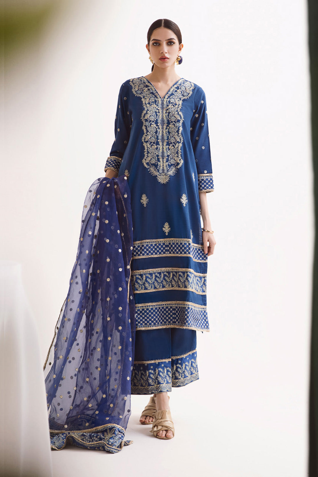 Zellbury | Unstitched 3 Piece Khaddar | Embroidered Shirt Shalwar Dupatta - 0295 - Libasekhas
