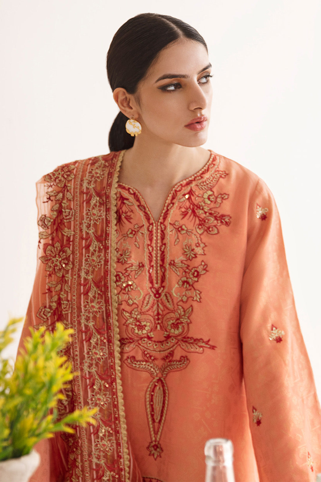 Zellbury | Unstitched 3 Piece Jacquard | Embroidered Shirt Shalwar Dupatta - 0296 - Libasekhas