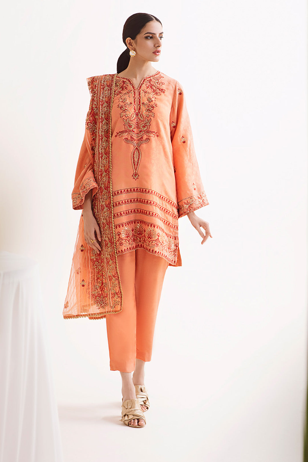Zellbury | Unstitched 3 Piece Jacquard | Embroidered Shirt Shalwar Dupatta - 0296 - Libasekhas
