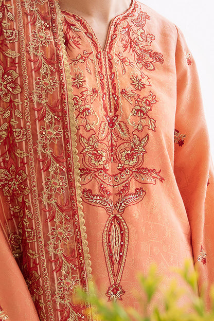 Zellbury | Unstitched 3 Piece Jacquard | Embroidered Shirt Shalwar Dupatta - 0296 - Libasekhas