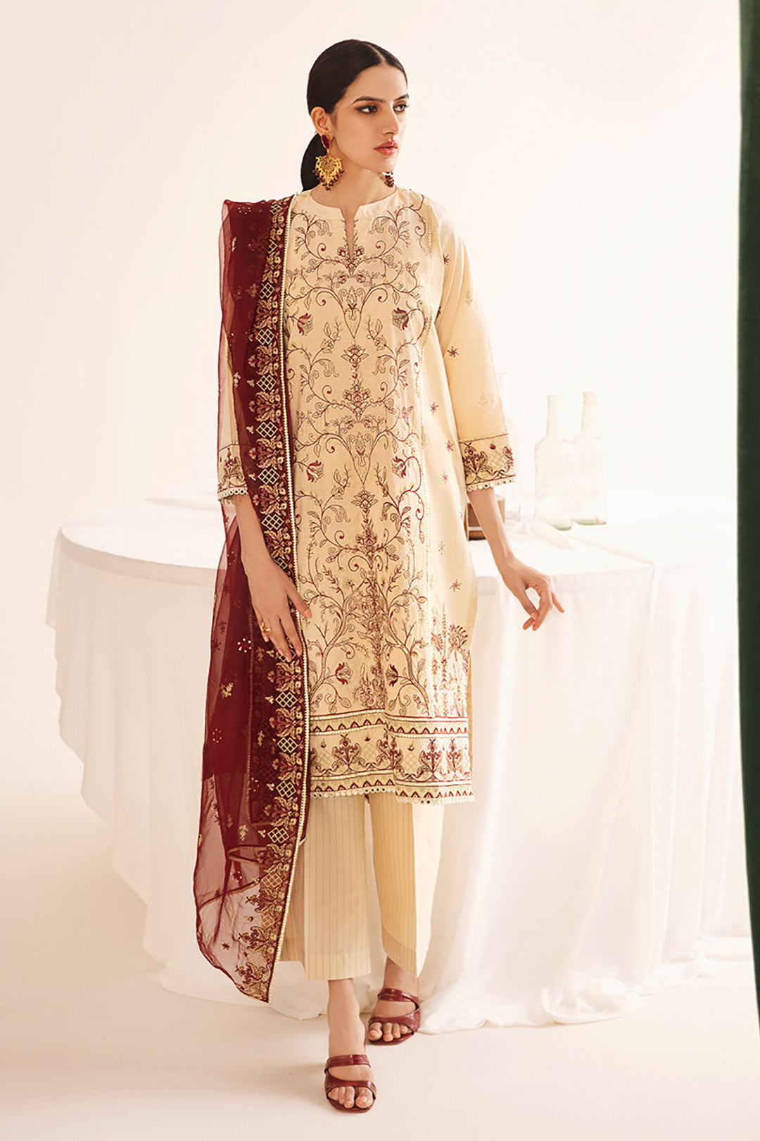 Zellbury | Unstitched 3 Piece Dobby | Embroidered Shirt Shalwar Dupatta - 0301 - Libasekhas