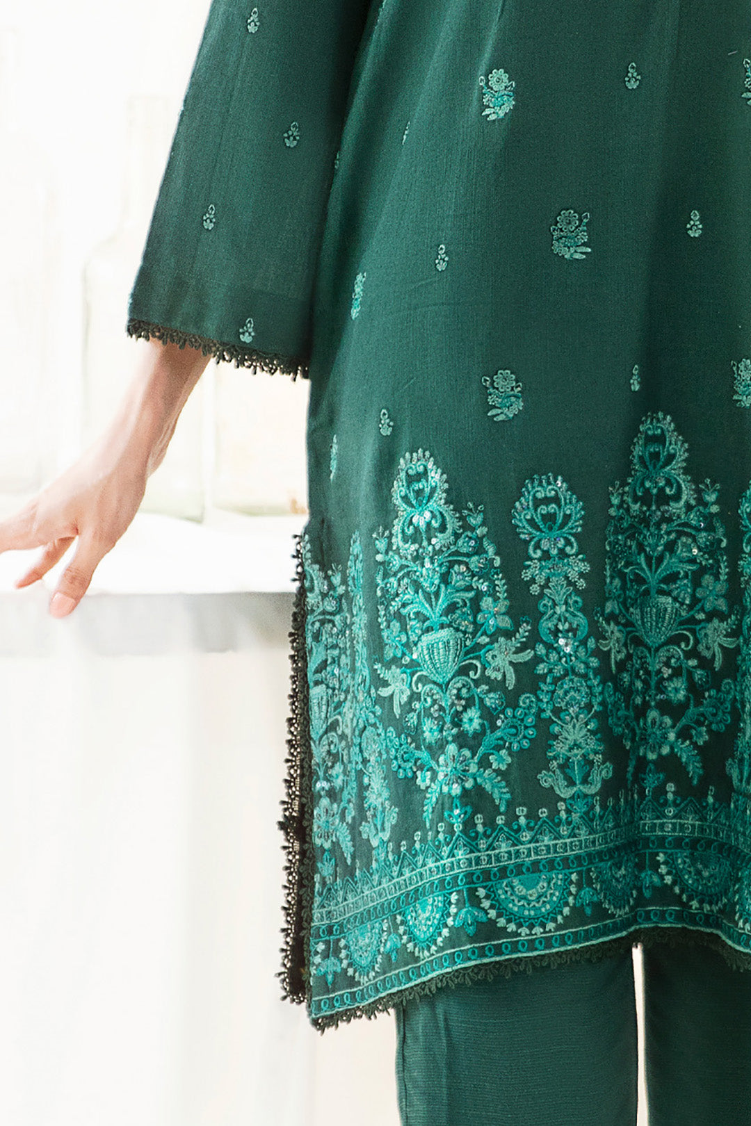 Zellbury | Unstitched 3 Piece Khaddar | Embroidered Shirt Shalwar Dupatta - 0302 - Libasekhas