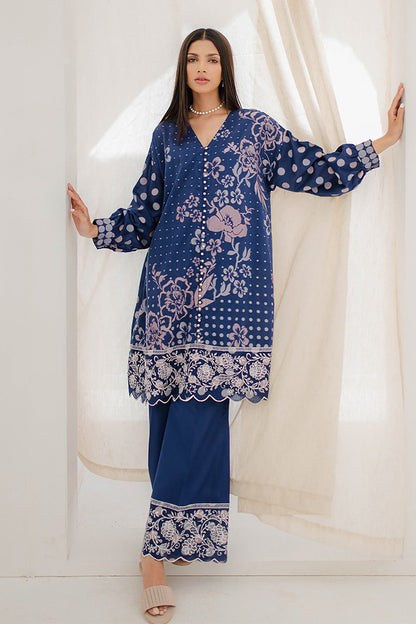 Zellbury | Unstitched 2 Piece Blue | Embroidered Shirt Shalwar - 0672 - Libasekhas