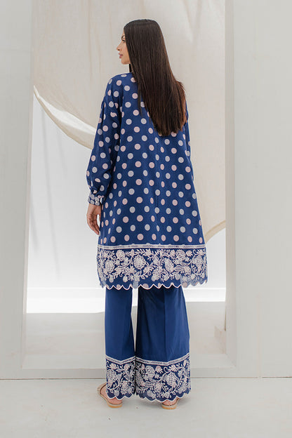 Zellbury | Unstitched 2 Piece Blue | Embroidered Shirt Shalwar - 0672 - Libasekhas