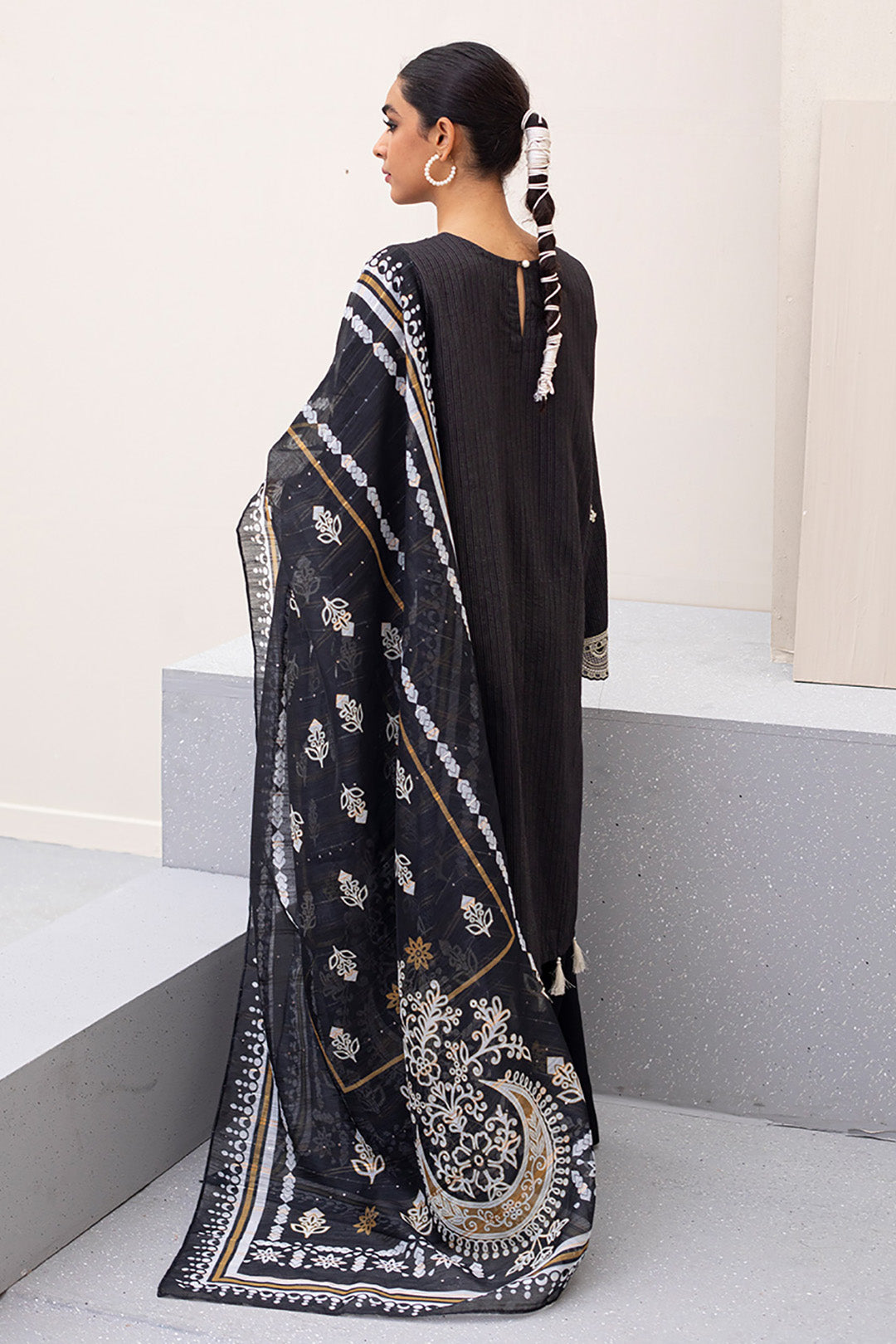 Zellbury | Unstitched 3 Piece Lawn | Embroidered Shirt Shalwar Dupatta - 0190 - Libasekhas