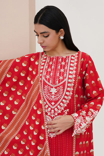 Zellbury | Unstitched 3 Piece Lawn | Embroidered Shirt Shalwar Dupatta - 0195 - Libasekhas