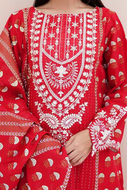 Zellbury | Unstitched 3 Piece Lawn | Embroidered Shirt Shalwar Dupatta - 0195 - Libasekhas