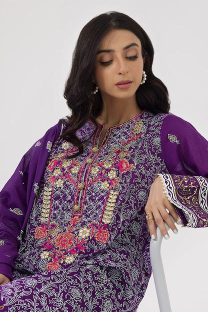 Zellbury | Unstitched 3 Piece Lawn | Embroidered Shirt Shalwar Dupatta - 0196 - Libasekhas