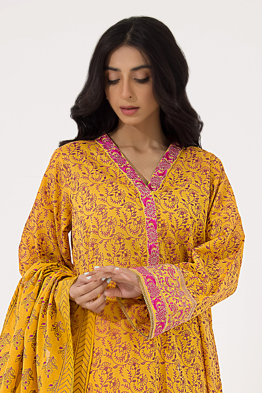 Zellbury | Unstitched 3 Piece Lawn | Embroidered Shirt Shalwar Dupatta - 0199 - Libasekhas