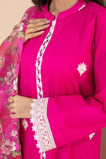 Zellbury | Unstitched 3 Piece Pink | Embroidered Shirt Shalwar Dupatta - 0365 - Libasekhas