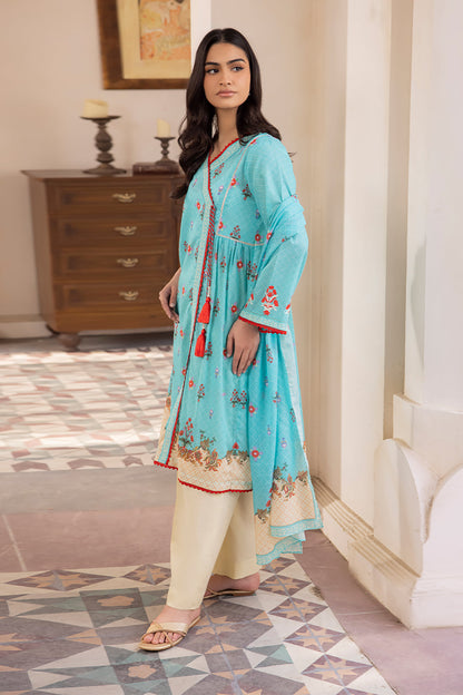 Zellbury | Unstitched 2 Piece Blue | Embroidered Shirt Dupatta - 1023 - Libasekhas
