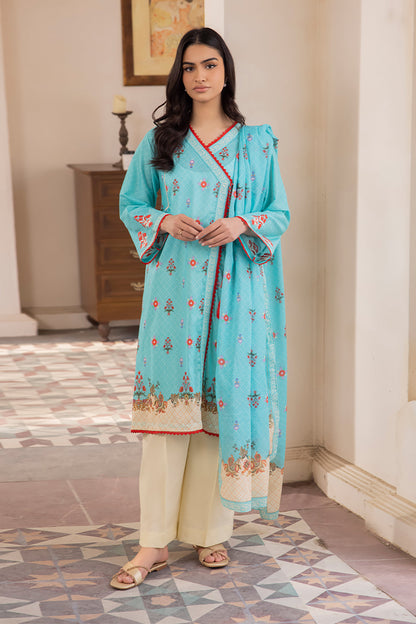 Zellbury | Unstitched 2 Piece Blue | Embroidered Shirt Dupatta - 1023 - Libasekhas