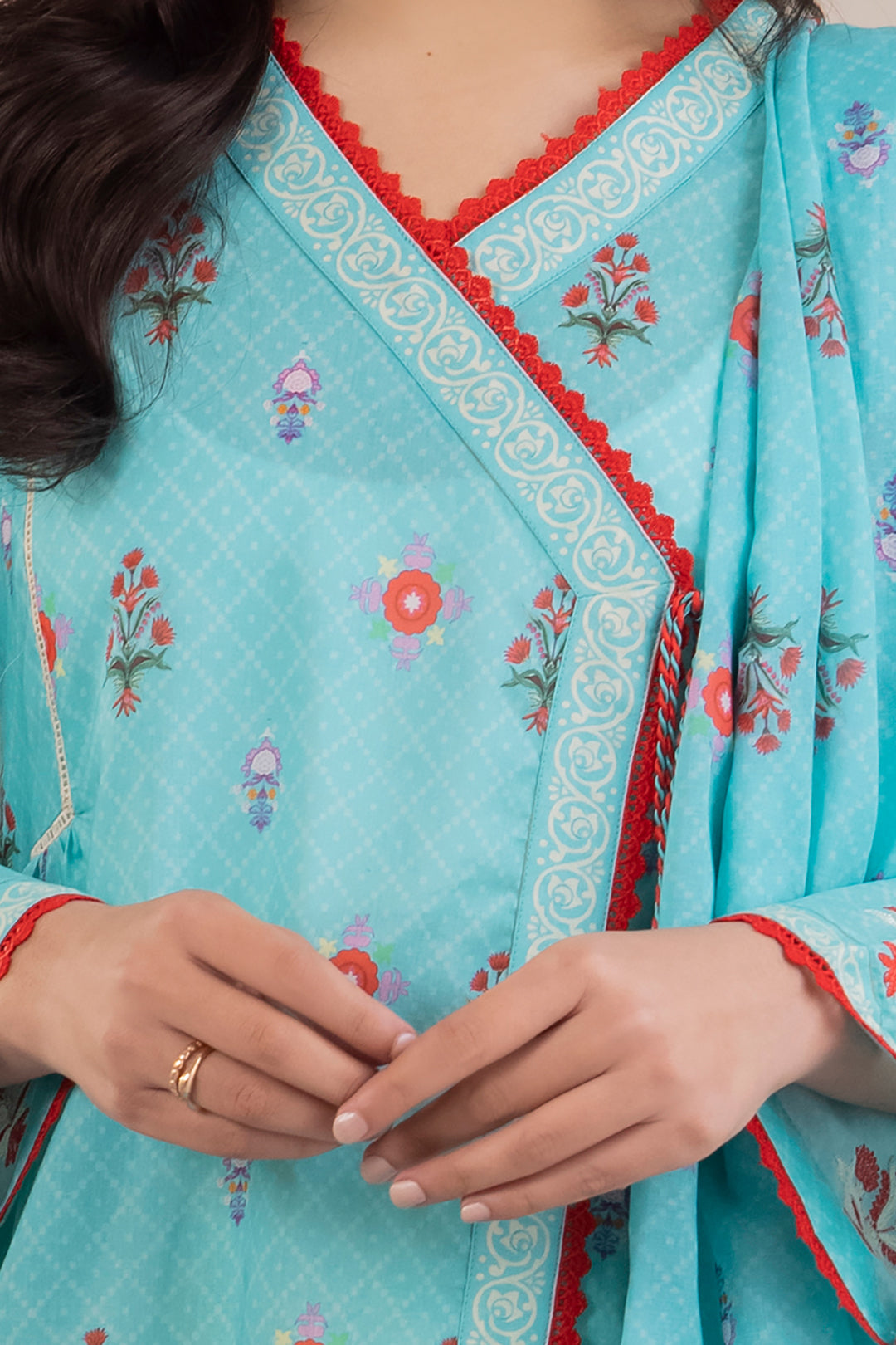 Zellbury | Unstitched 2 Piece Blue | Embroidered Shirt Dupatta - 1023 - Libasekhas