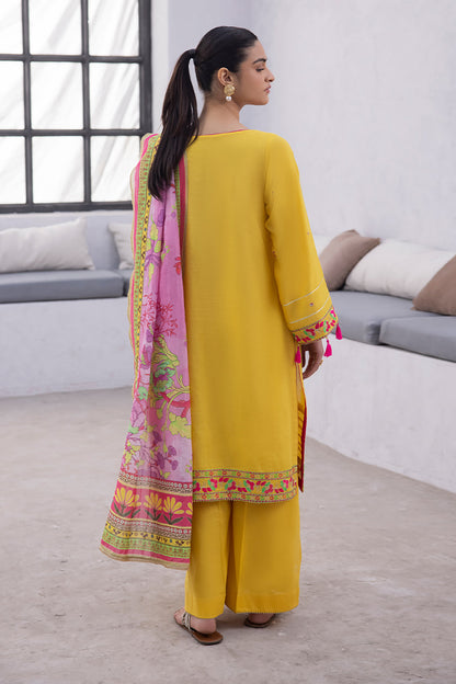 Zellbury | Unstitched 3 Piece Yellow | Embroidered Shirt Shalwar Dupatta - 1126 - Libasekhas