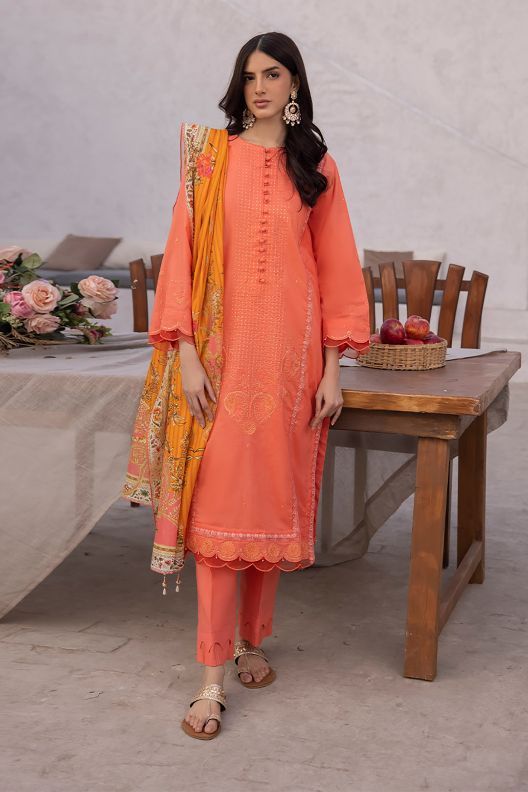 Zellbury | Unstitched 3 Piece Cambric | Embroidered Shirt Shalwar Dupatta - 1143 - Libasekhas