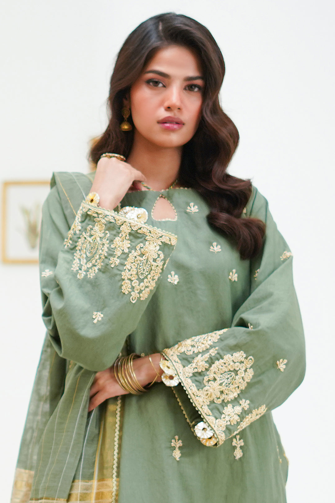 Zellbury | Unstitched 3 Piece Cambric | Embroidered Shirt Shalwar Dupatta - 1284 - Libasekhas