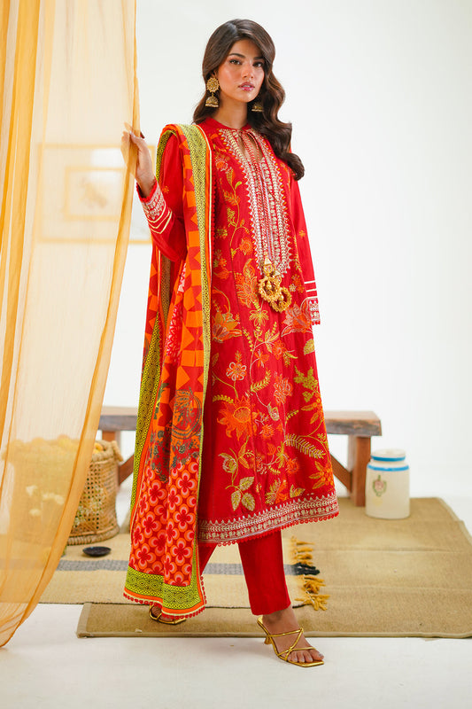 Zellbury | Unstitched 3 Piece Lawn | Embroidered Shirt Shalwar Dupatta - 1295 - Libasekhas