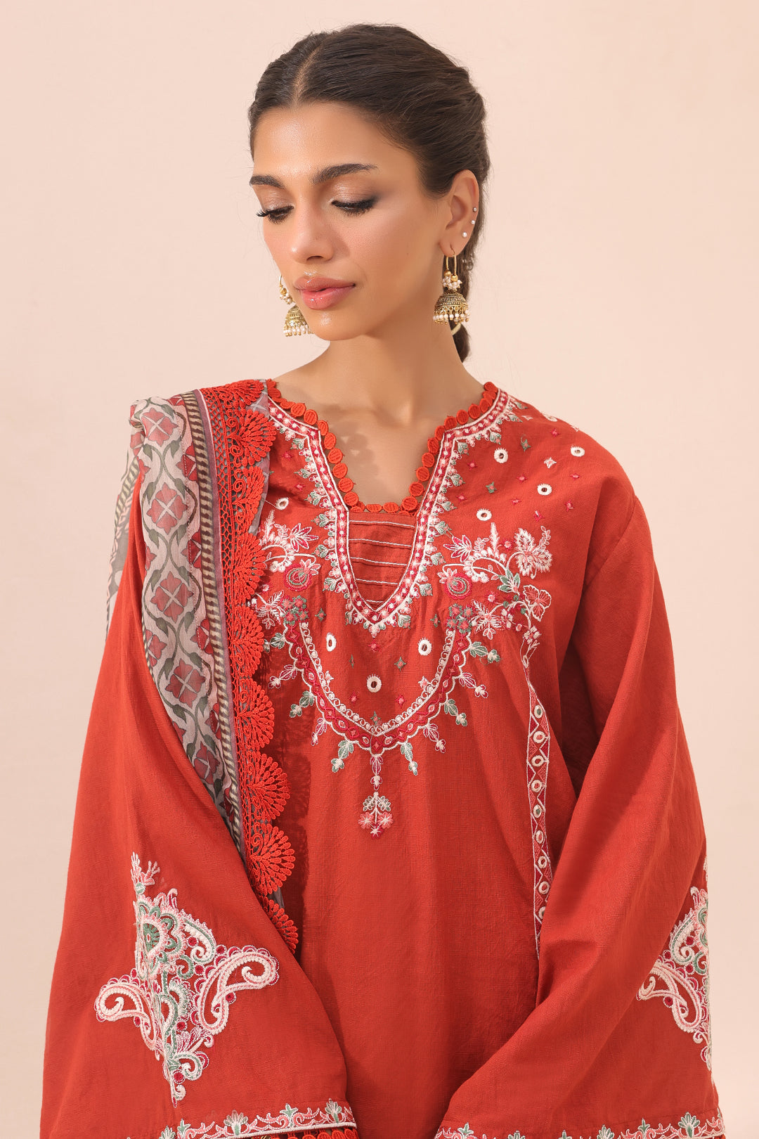 Zellbury | Unstitched 3 Piece Cambric | Embroidered Shirt Shalwar Dupatta - 1544 - Libasekhas