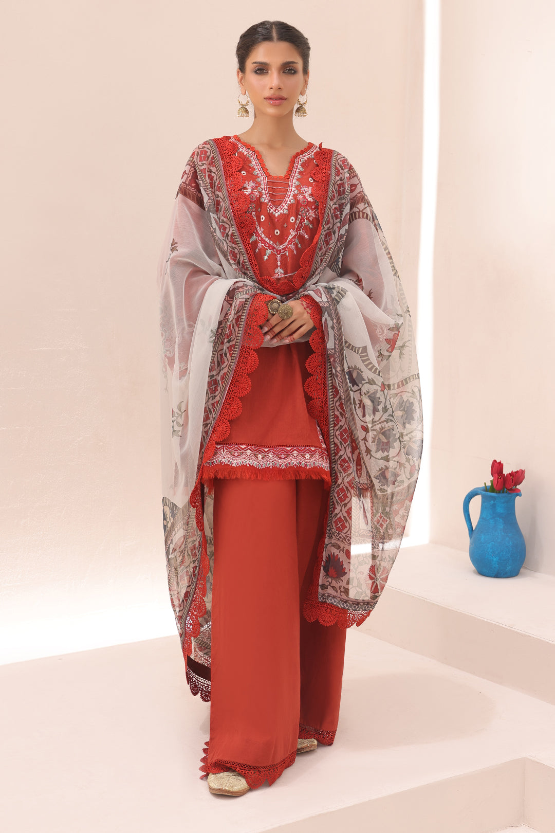 Zellbury | Unstitched 3 Piece Cambric | Embroidered Shirt Shalwar Dupatta - 1544 - Libasekhas