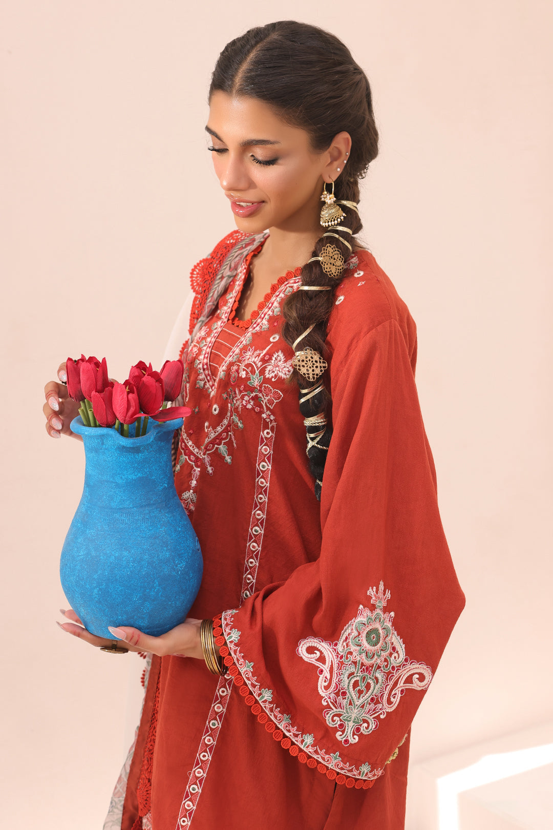Zellbury | Unstitched 3 Piece Cambric | Embroidered Shirt Shalwar Dupatta - 1544 - Libasekhas
