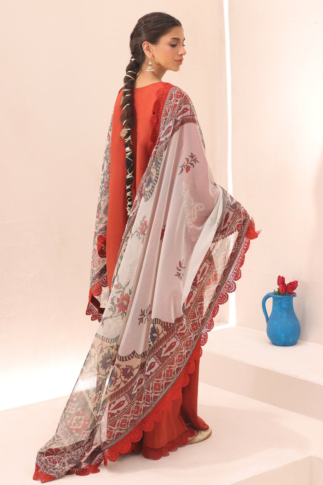 Zellbury | Unstitched 3 Piece Cambric | Embroidered Shirt Shalwar Dupatta - 1544 - Libasekhas