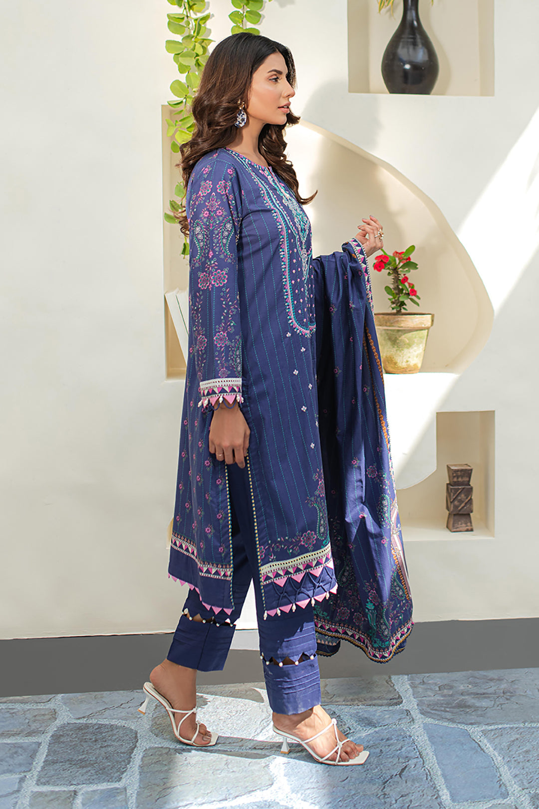 Zellbury | Unstitched 3 Piece Lawn | Embroidered Shirt Shalwar Dupatta - 1680 - Libasekhas
