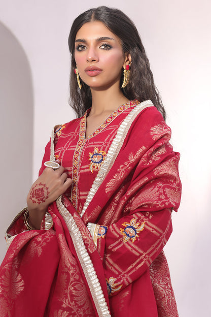 Zellbury | Unstitched 3 Piece Jacquard | Embroidered Shirt Shalwar Dupatta - 1803 - Libasekhas