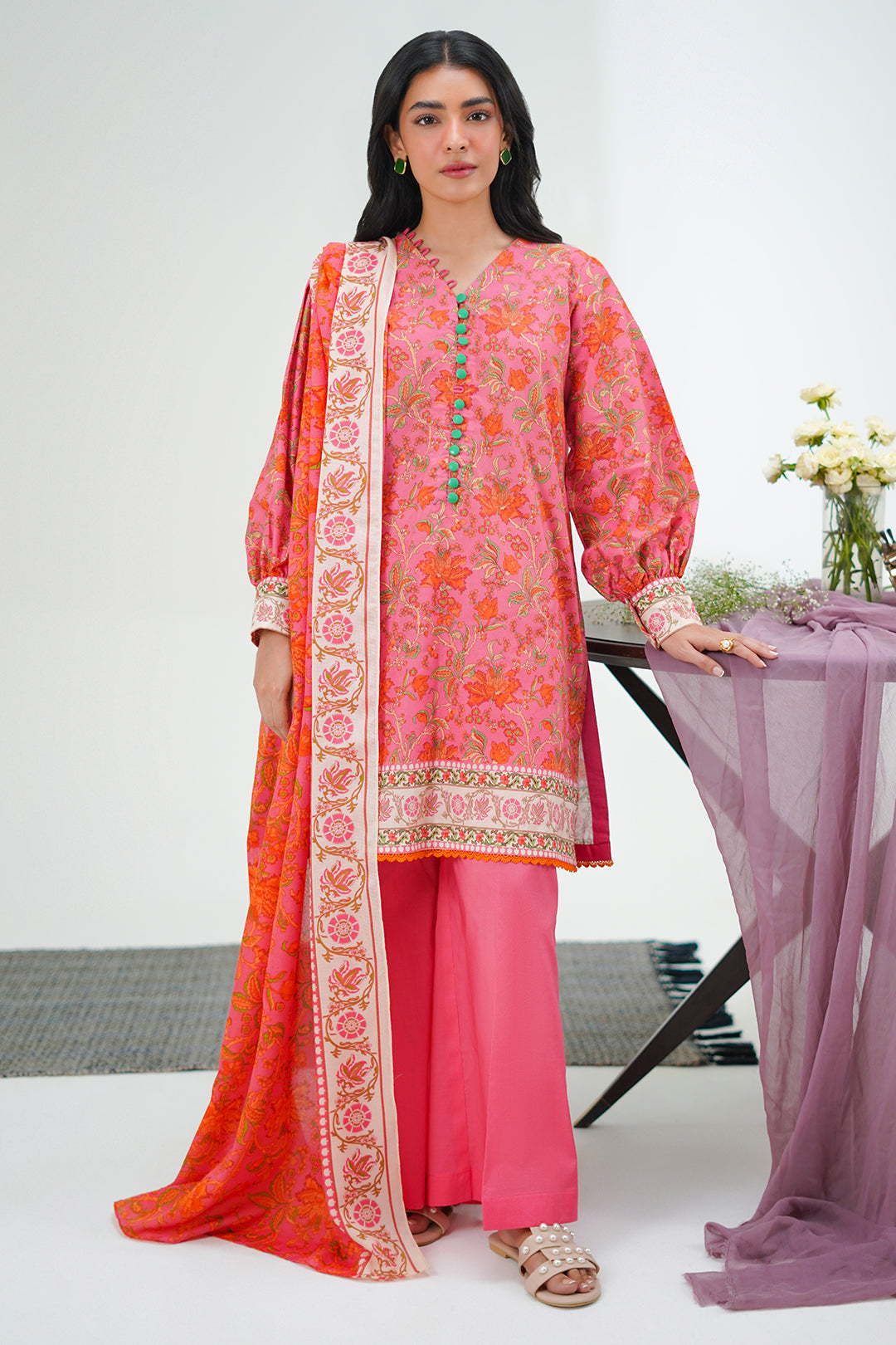 Zellbury | Unstitched 2 Piece Lawn | Shirt Dupatta - 1301 - Libasekhas