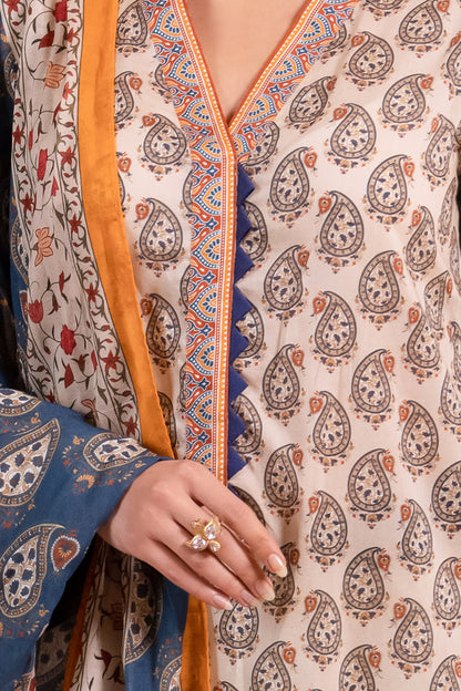 Zellbury | Unstitched 3 Piece Lawn | Shirt Shalwar Dupatta - 1067 - Libasekhas