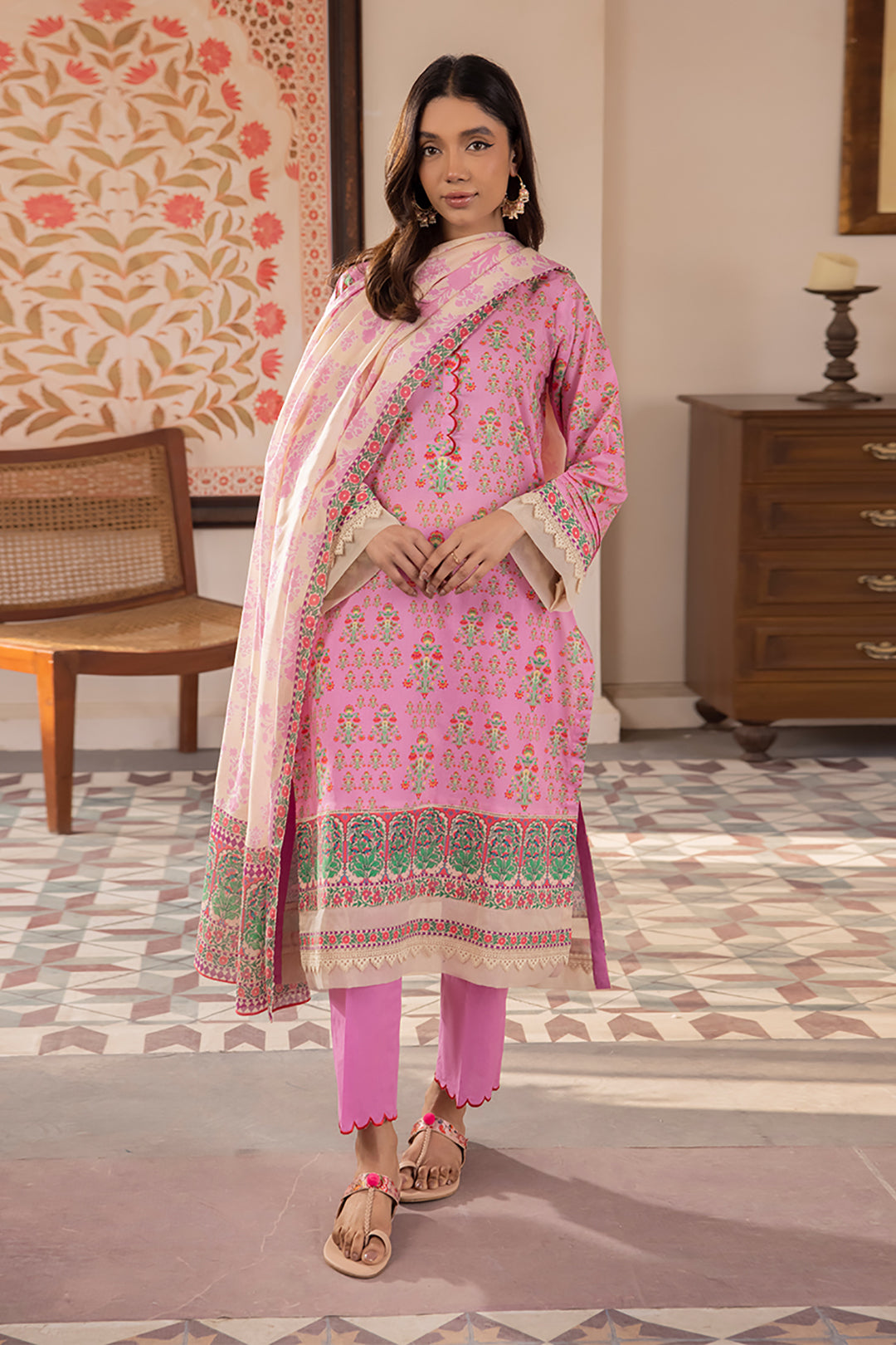 Zellbury | Unstitched 3 Piece Lawn | Shirt Shalwar Dupatta - 1070 - Libasekhas
