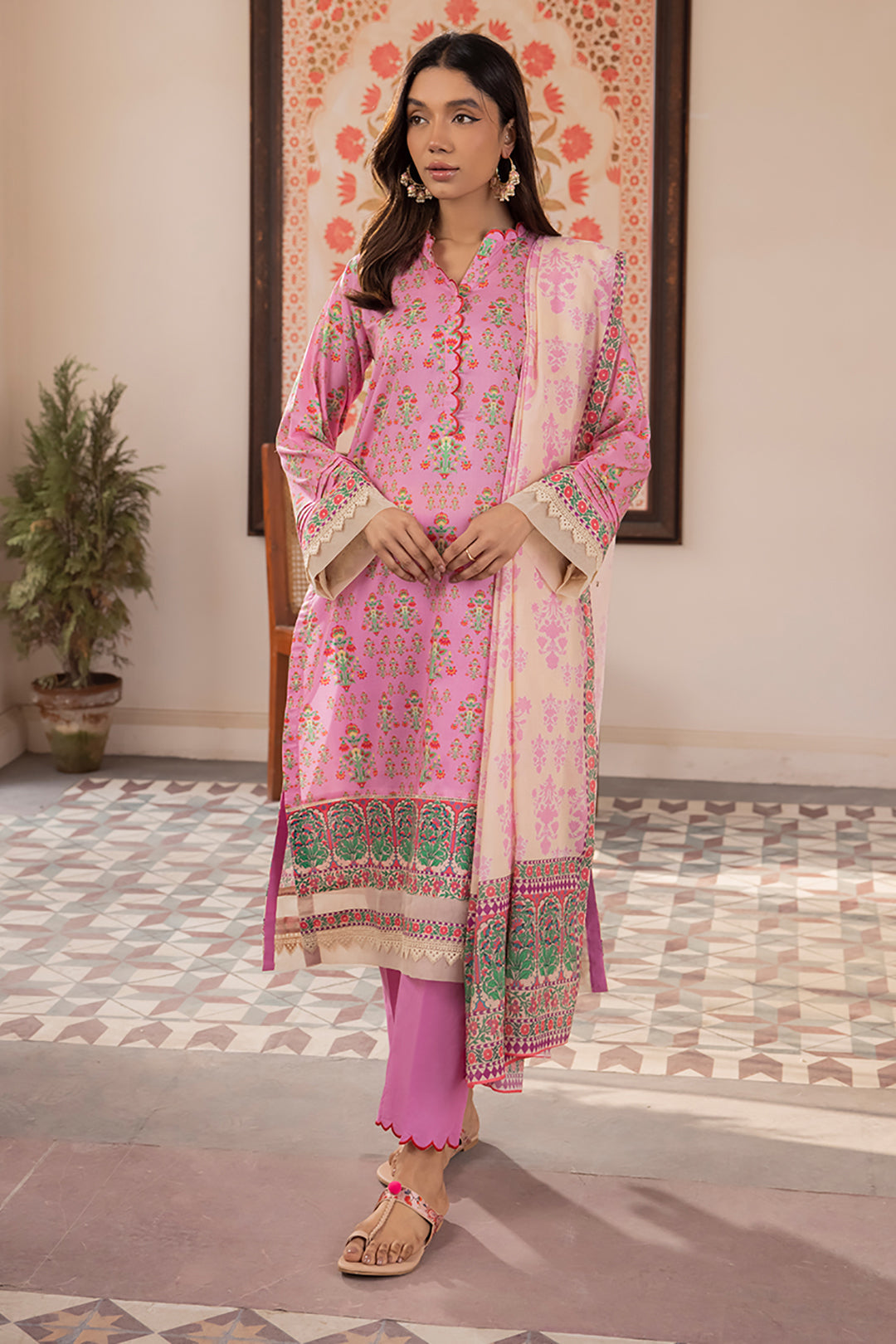 Zellbury | Unstitched 3 Piece Lawn | Shirt Shalwar Dupatta - 1070 - Libasekhas