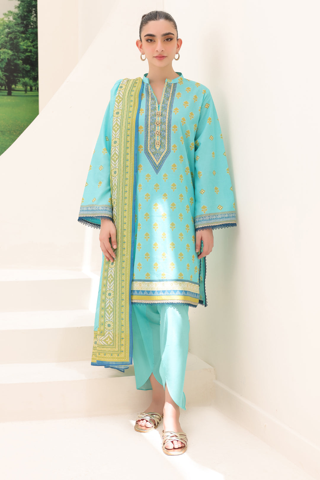 Zellbury | Unstitched 3 Piece Lawn | Shirt Shalwar Dupatta - 1191 - Libasekhas