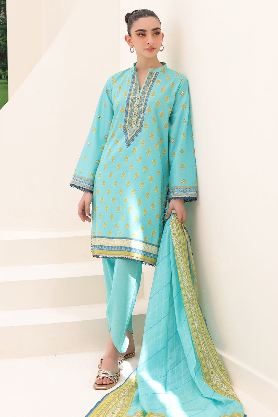 Zellbury | Unstitched 3 Piece Lawn | Shirt Shalwar Dupatta - 1191 - Libasekhas