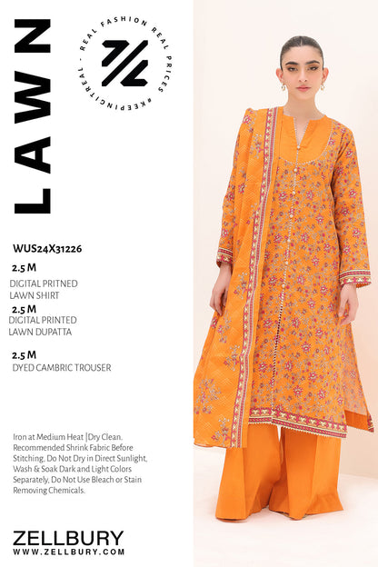 Zellbury | Unstitched 3 Piece Lawn | Shirt Shalwar Dupatta - 1226 - Libasekhas
