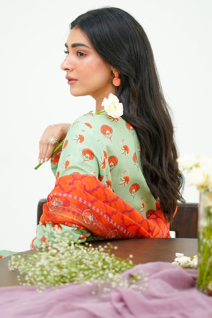 Zellbury | Unstitched 3 Piece Lawn | Shirt Shalwar Dupatta - 1325 - Libasekhas