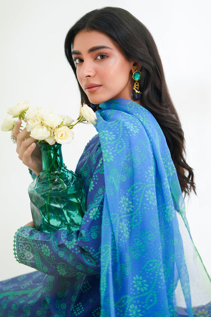 Zellbury | Unstitched 3 Piece Lawn | Shirt Shalwar Dupatta - 1417 - Libasekhas