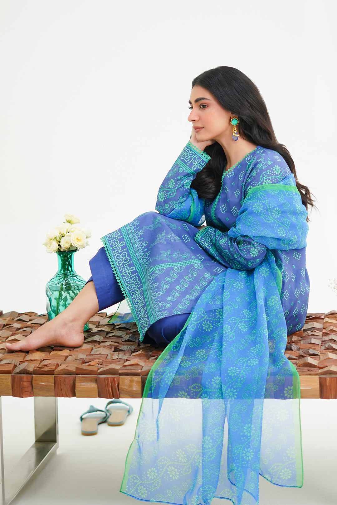Zellbury | Unstitched 3 Piece Lawn | Shirt Shalwar Dupatta - 1417 - Libasekhas