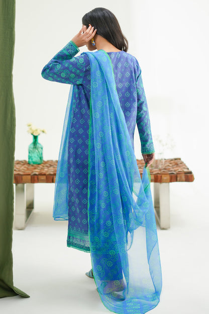 Zellbury | Unstitched 3 Piece Lawn | Shirt Shalwar Dupatta - 1417 - Libasekhas