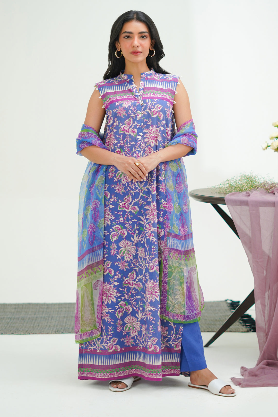 Zellbury | Unstitched 3 Piece Lawn | Shirt Shalwar Dupatta - 1501 - Libasekhas