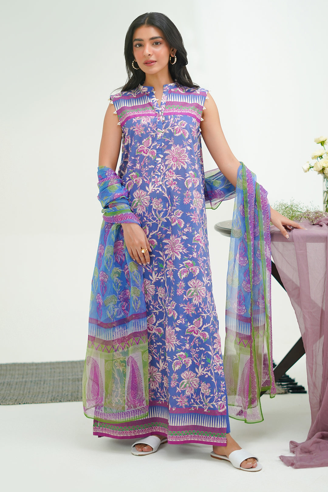 Zellbury | Unstitched 3 Piece Lawn | Shirt Shalwar Dupatta - 1501 - Libasekhas