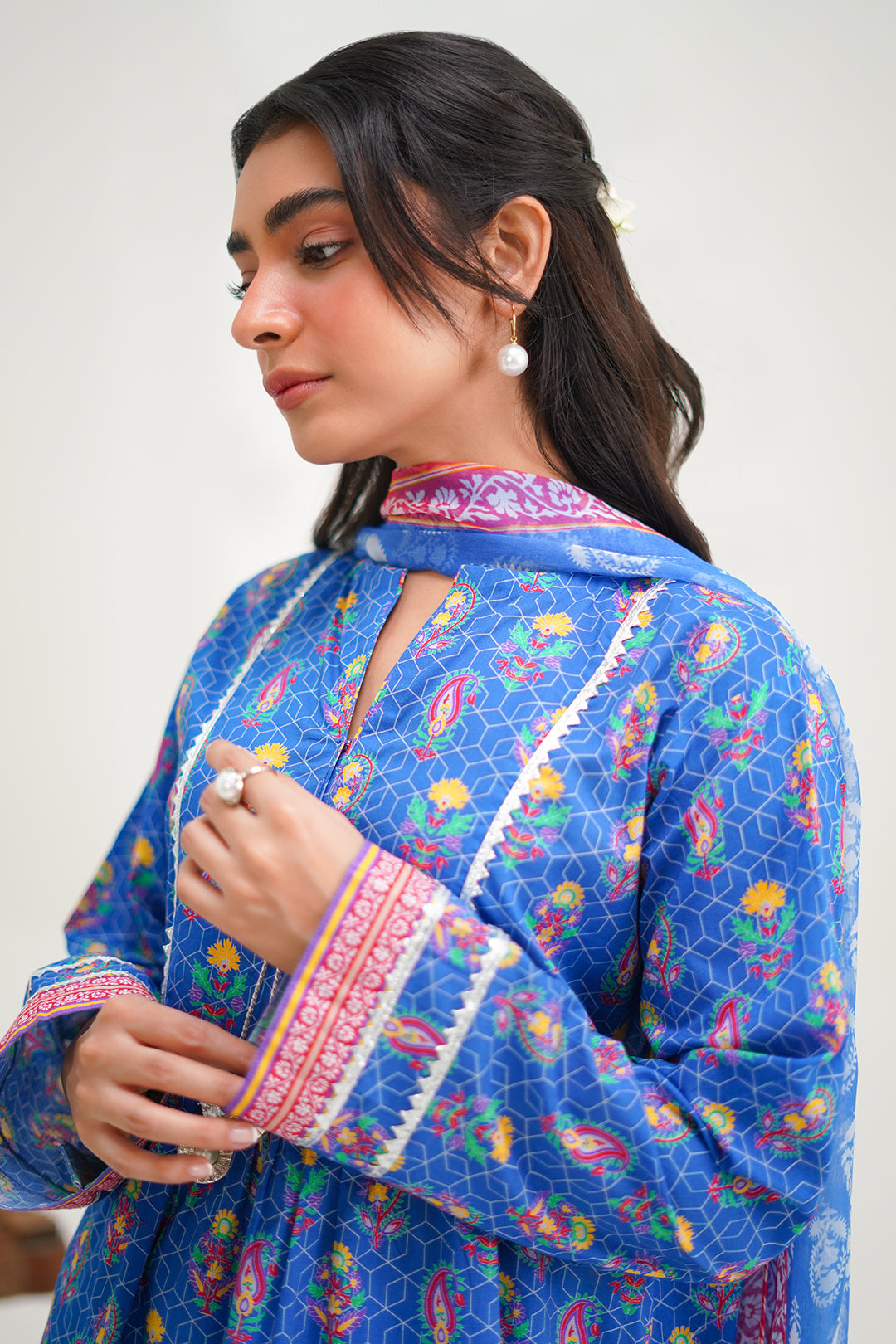 Zellbury | Unstitched 3 Piece Lawn | Shirt Shalwar Dupatta - 1505 - Libasekhas