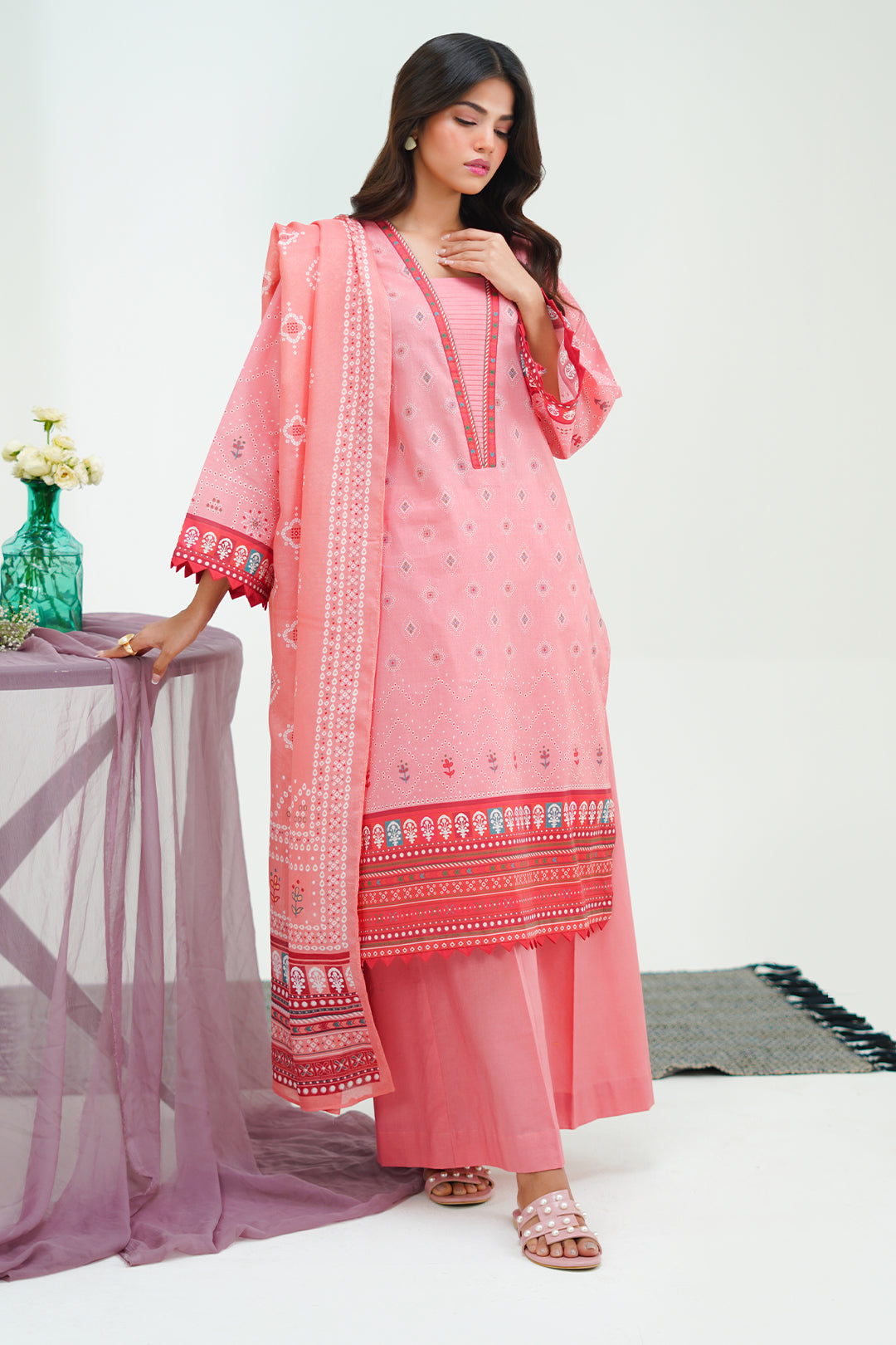 Zellbury | Unstitched 3 Piece Lawn | Shirt Shalwar Dupatta - 1719 - Libasekhas