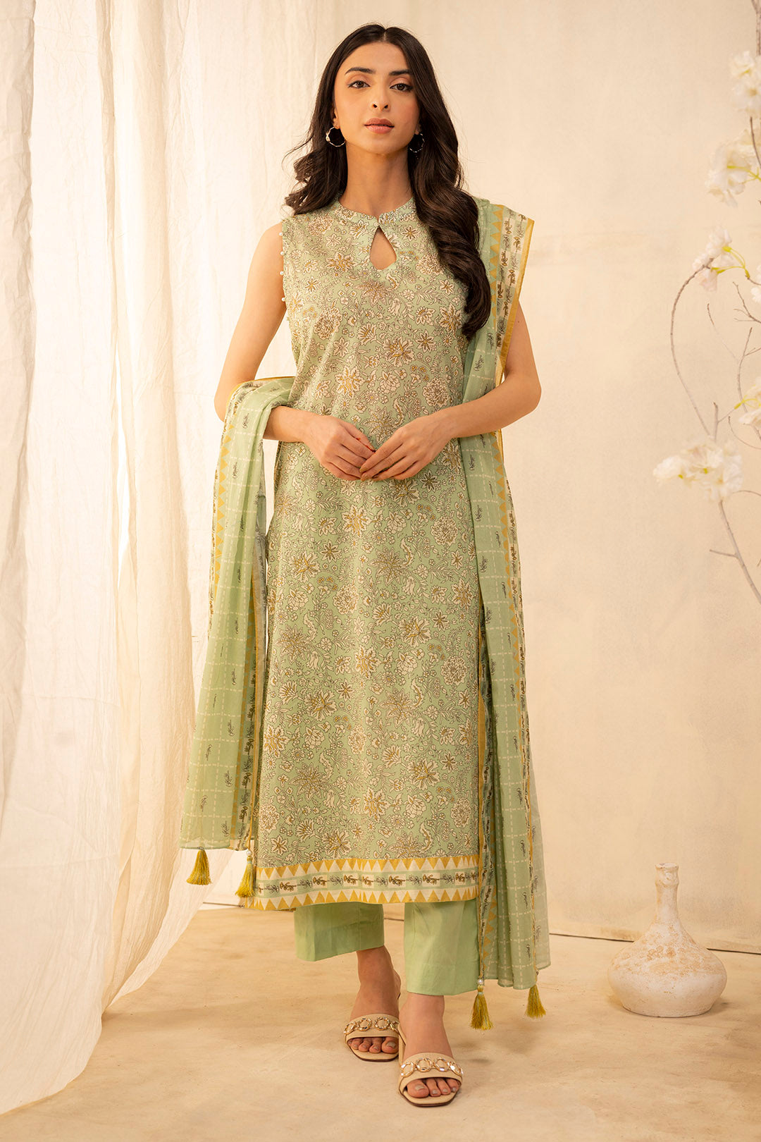 Zellbury | Unstitched 3 Piece Lawn | Shirt Shalwar Dupatta - 0027 - Libasekhas